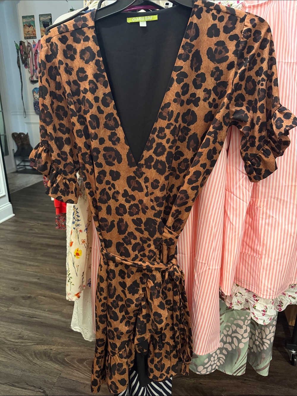 Gianni Bini Brown and Black Leopard Wrap Dress